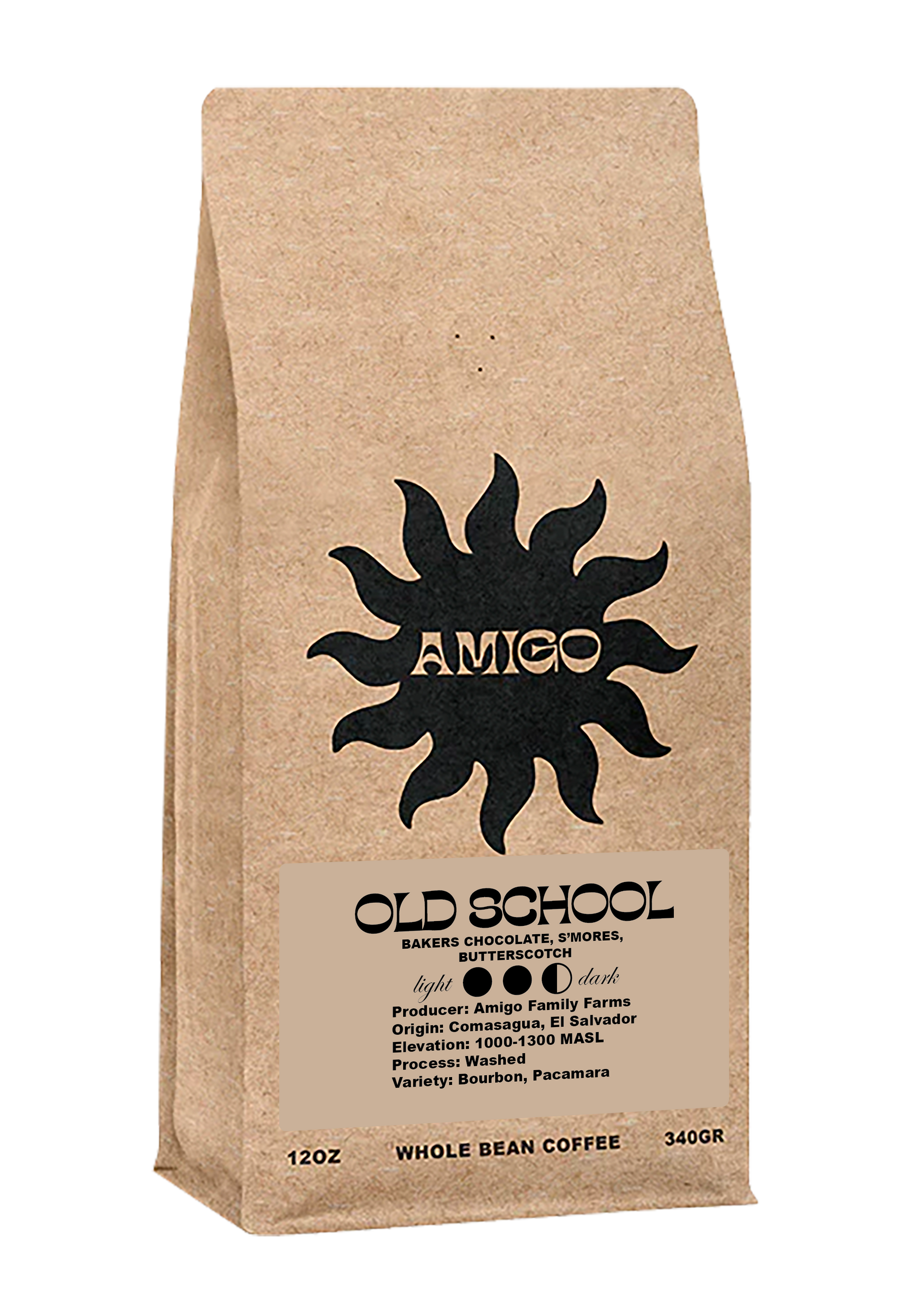 A bag of Old School coffee beans