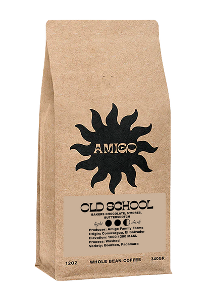A bag of Old School coffee beans