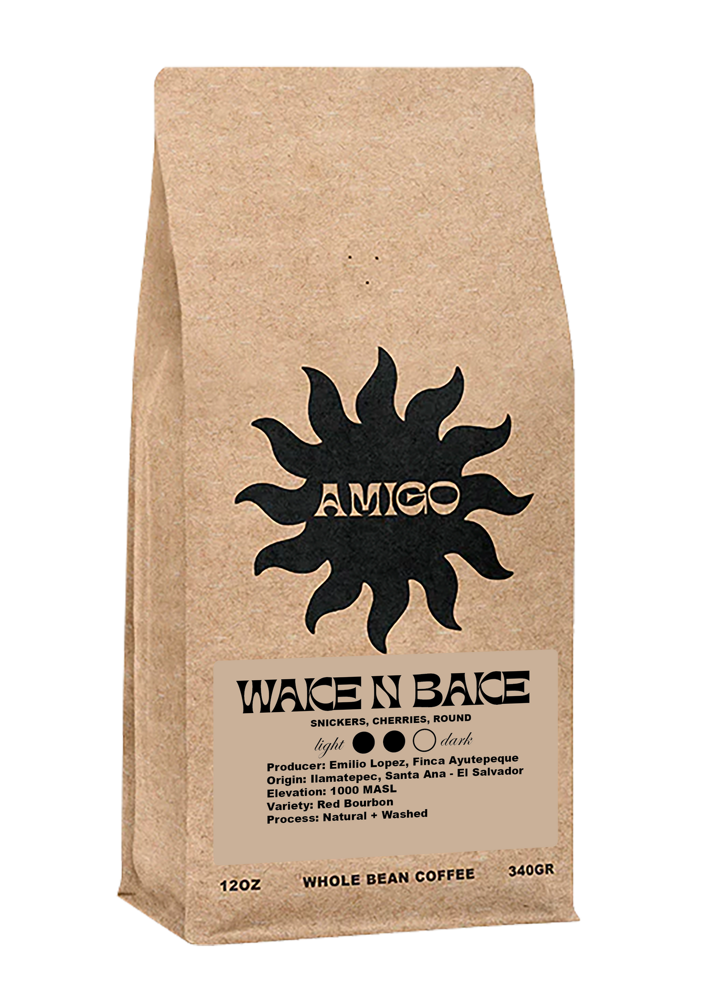 A bag of Wake and Bake coffee beans